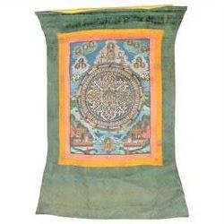 Tibetan Mandala Thangka wall hanging, decorated with concentric circles with various deiti...