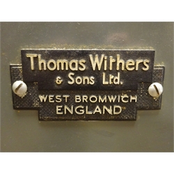  Thomas Withers & Sons Ltd cast iron safe, single door, two internal drawers,one working key, W53cm, H71cm, D58cm  