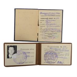 Soviet Russian KGB Identity booklets and Award books to Hozopkauu together with Lenin medal and certificate 