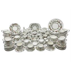 Wedgwood Hunting Scenes dinner and tea service for ten, to include dinner plates, side plates, dessert plates, cups and saucers, mugs, two large teapots, two milk jugs, etc, together with matching items by coalport and Staffordshire (94)