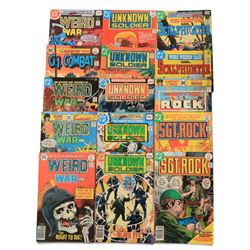 Collection of Bronze Age and later DC war and similar comic books, titles including Weird War, Scalphunter, GI Combat, The Unknown Soldier, Men of War, Sgt Rock , Losers, etc etc