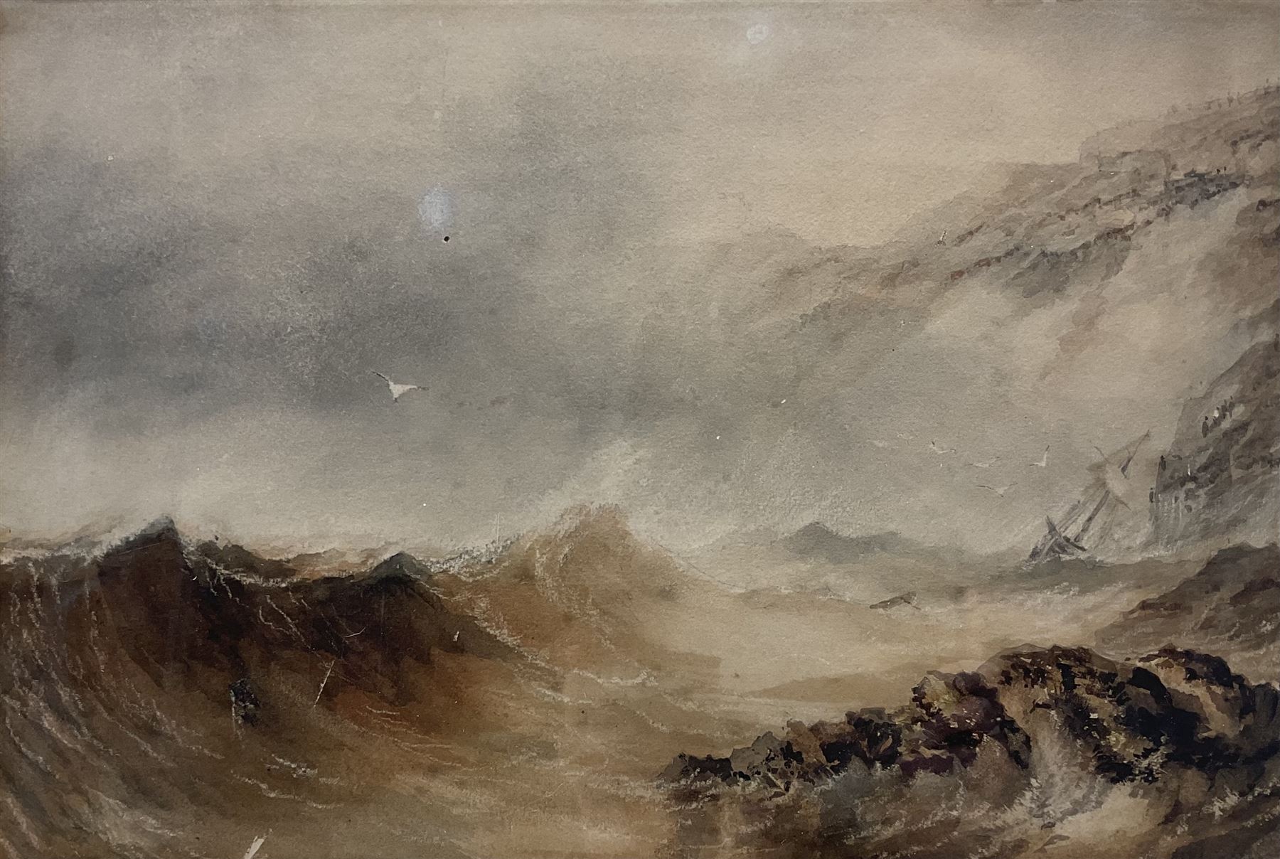 Henry Barlow Carter (British 1804-1868): Stormy Coastline, watercolour unsigned 29cm x 43cm
