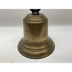 20th century large and heavy uninscribed ship's bronze bell with clapper H30cm including bracket D27cm