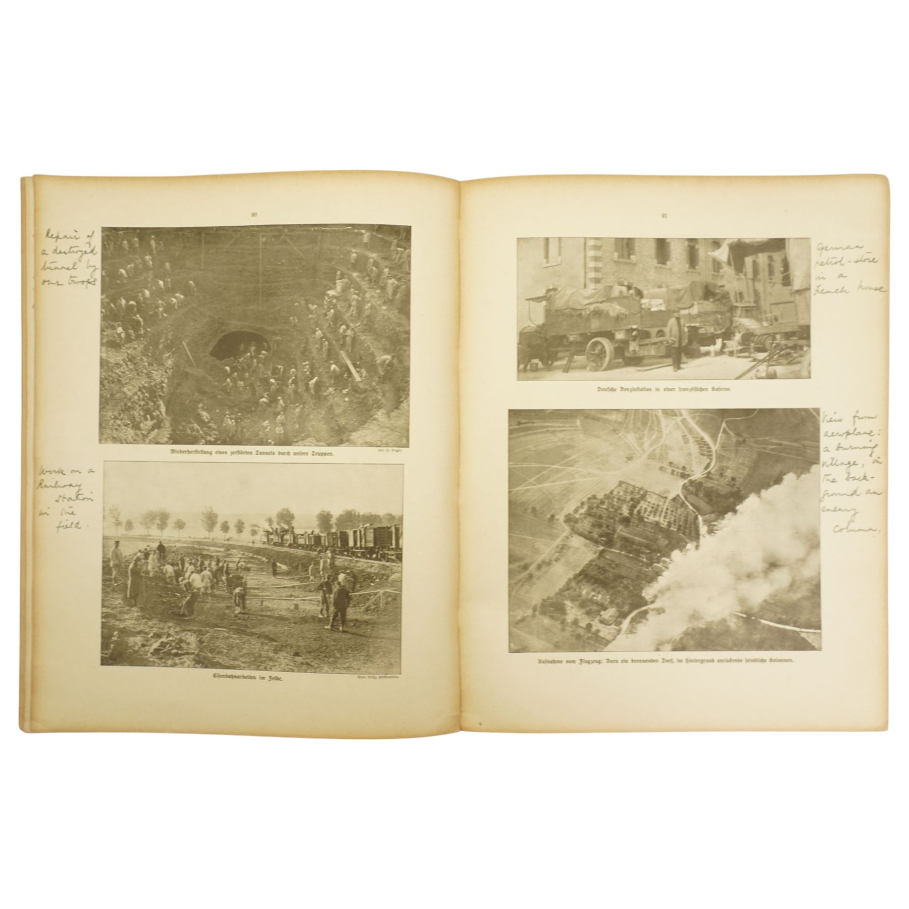 'L'Album de la Guerre', 1914-1919, two volumes published 1923, gilt decorated boards,   'Kriegsalbum' with the illustrtations translated into English and annotated in ink and 'Swollen-Headed William' third edition (4)