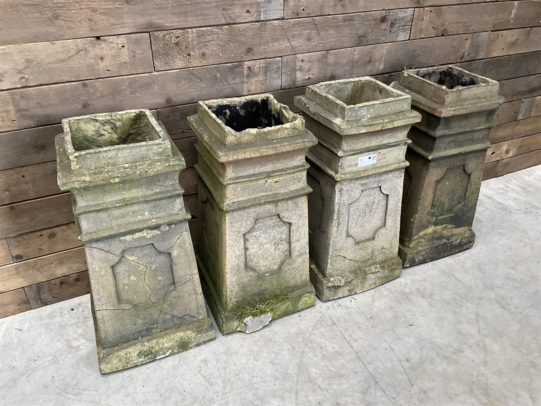 Set of four 19th century terracotta square chimney pots