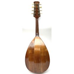 Melody-Uke four-string ukelele banjo, makers plaque to head stock L59cm; and Italian eight-string lute-back mandolin with mahogany stained segmented maple back and spruce top L59cm (2)