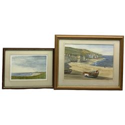 Ken Percy (British 20th century): 'North Landing Flamborough' and 'Overlooking Bridlington', two watercolours signed max 26cm x 35cm (2)