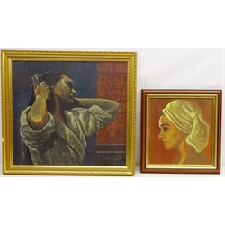  Lady Brushing her Hair and Portrait of a Lady, two 20th century pastel drawings signed by E. O. Barnett 48cm x 53cm and 31cm x 30cm (2)   