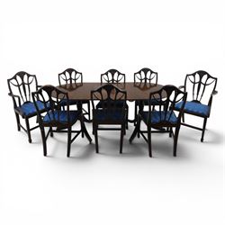 Set of eight George III style mahogany dining chairs, comprising two carvers and six singl...