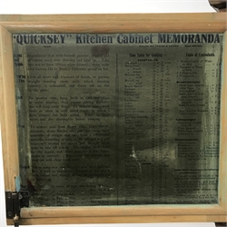 1920s Quicksey kitchen cabinet, two cupboards above fall front enclosing fitted interior, two drawers and two cupboards, W78cm, H181cm, D44cm