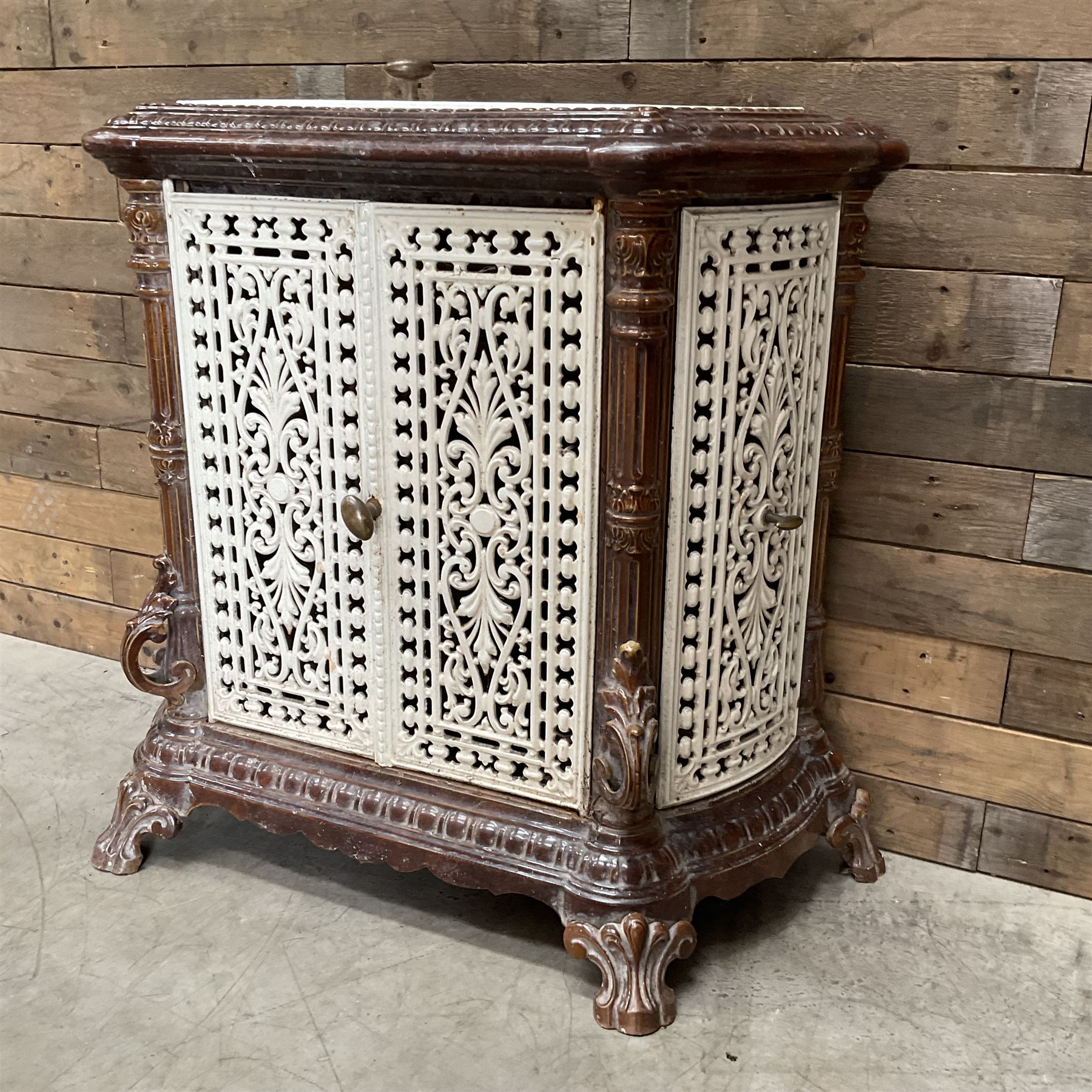 Early 20th century French ornate painted cast iron stove
