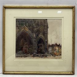 Frederick (Fred) Lawson (British 1888-1968): Amiens Cathedral, watercolour signed and dated 1916, 26cm x 30cm