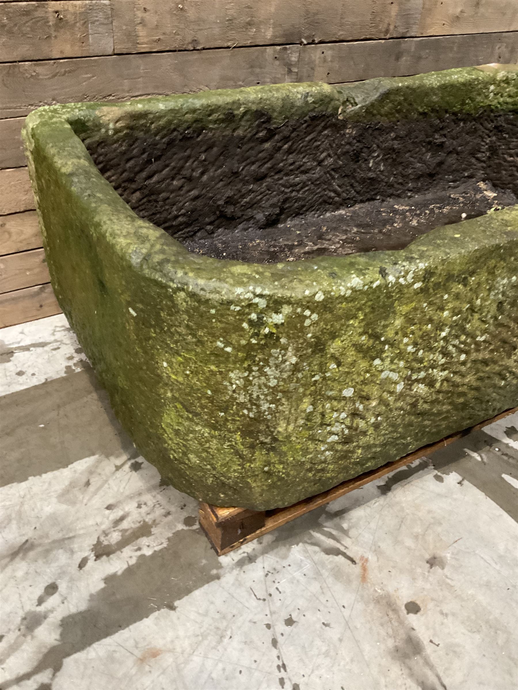 Large 19th century D shaped stone trough