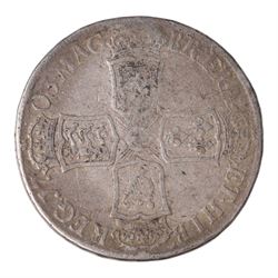 Anne 1703 silver half crown coin, VIGO below bust