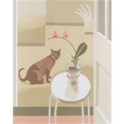 Debbie Urquhart (British 1972-): 'Still Life with Cat and Orchid', limited edition lithogr...