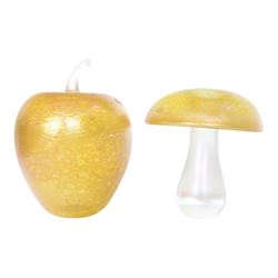 John Ditchfield for Glasform, two iridescent gold Art Glass paperweights, modeled as a mus...