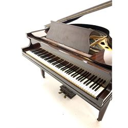 Rogers of London baby grand piano in lacquered mahogany case