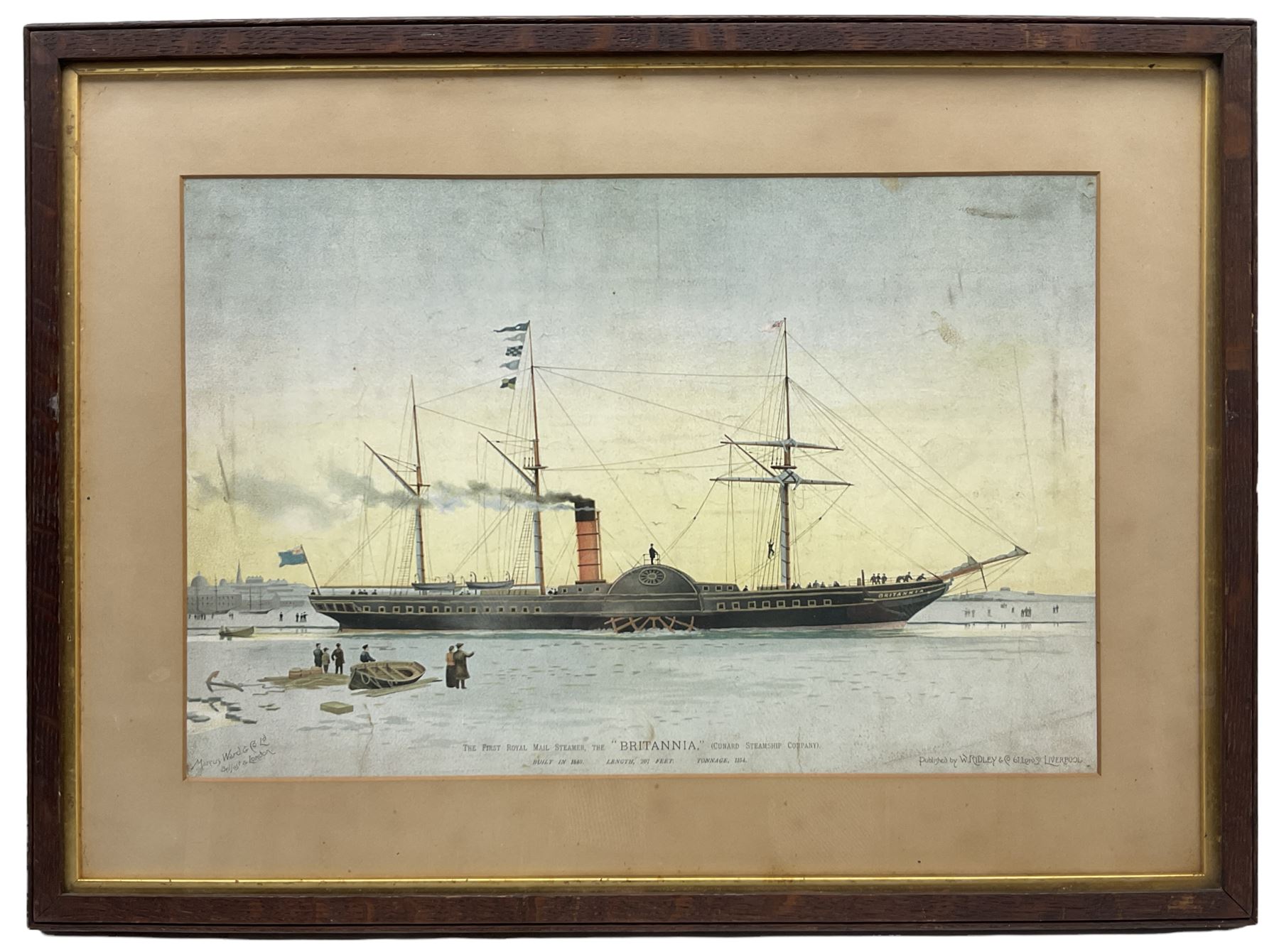 'The First Royal Mail Steamer - the Britannia (Cunard Steamship Company)', mid 19th century chromolithograph pub. Marcus Ward and Co ltd 30cm x 45cm
Provenance: Formerly with Christian Leslie Dyce Duckworth