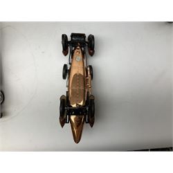 Four Franklin Mint Precision Models, one with hardwood body; large reproduction model of a vintage racing car L52cm; and four other modern metal/wooden models of vintage cars; all unboxed (9)