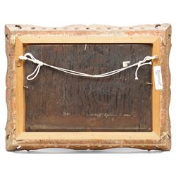 JL Roberts (British 19th century): ‘The Old Hall - Anlaby East Yorkshire', oil on wood panel signed, titled and dated 1830 verso 19cm x 29cm