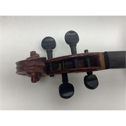 Saxony violin c1900 with 36cm two-piece maple back and ribs and spruce top; bears label 'Antonius Stradivarius Cremonensis Faciebat Anno 17**' L59cm overall; in carrying case