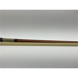 Alfred Knoll silver mounted two-star pernambuco violin bow L74.5cm