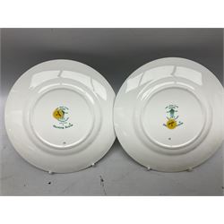 Nine pieces of Coalport and Crown Staffordshire Hunting Scene porcelain including three-piece condiment set, pair of pin dishes, bowl, vase etc