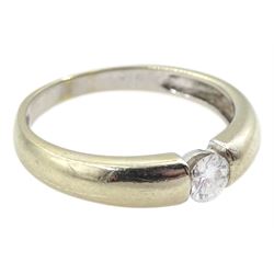 14ct white gold tension set single stone round brilliant cut diamond ring, diamond weight approx 0.20 carat