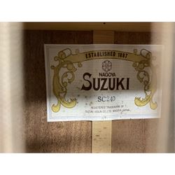 Nagoya Suzuki Model SC240 acoustic guitar with mahogany back and ribs and spruce top, bears label, L101cm; in soft carrying case