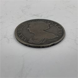 Queen Anne 1707 silver half crown coin