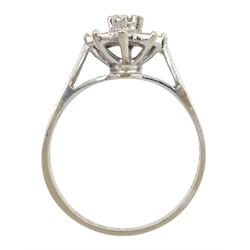 18ct white gold round brilliant cut diamond flower head cluster ring, hallmarked