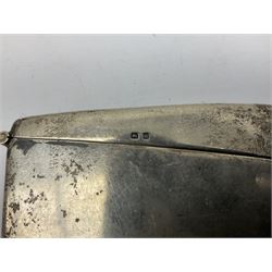 Early 20th century silver card case, of plain rectangular form, hallmarked Birmingham 1912, together with an Edwardian silver sovereign case, approximate weight 64.3 grams