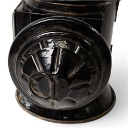 Shanks (London) - good pair of silver plated and toleware carriage lamps, gilded circular housing, bevelled side glass, maker engraved to candle mount