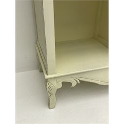 Cream painted side cabinet fitted with drawers and bottle rack 