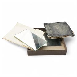 Engine turned silver powder compact Birmingham 1938, silver oval salt and matching pepperette Birmingham 1901, small silver sweetmeat dish and napkin ring