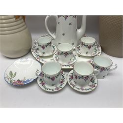 Shelley Chatsworth pattern, coffee service together with Clarice Cliff vase etc