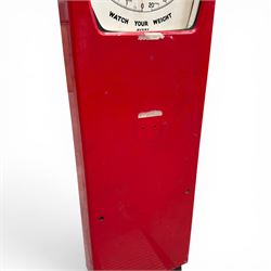 British Automatic Co. Ltd. - mid-20th century coin operated automatic weighing scales, in red finish