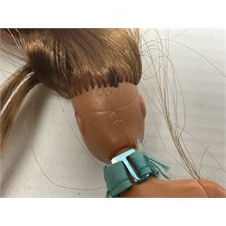 Seven Pippa dolls and a collection of plastic dolls house furniture