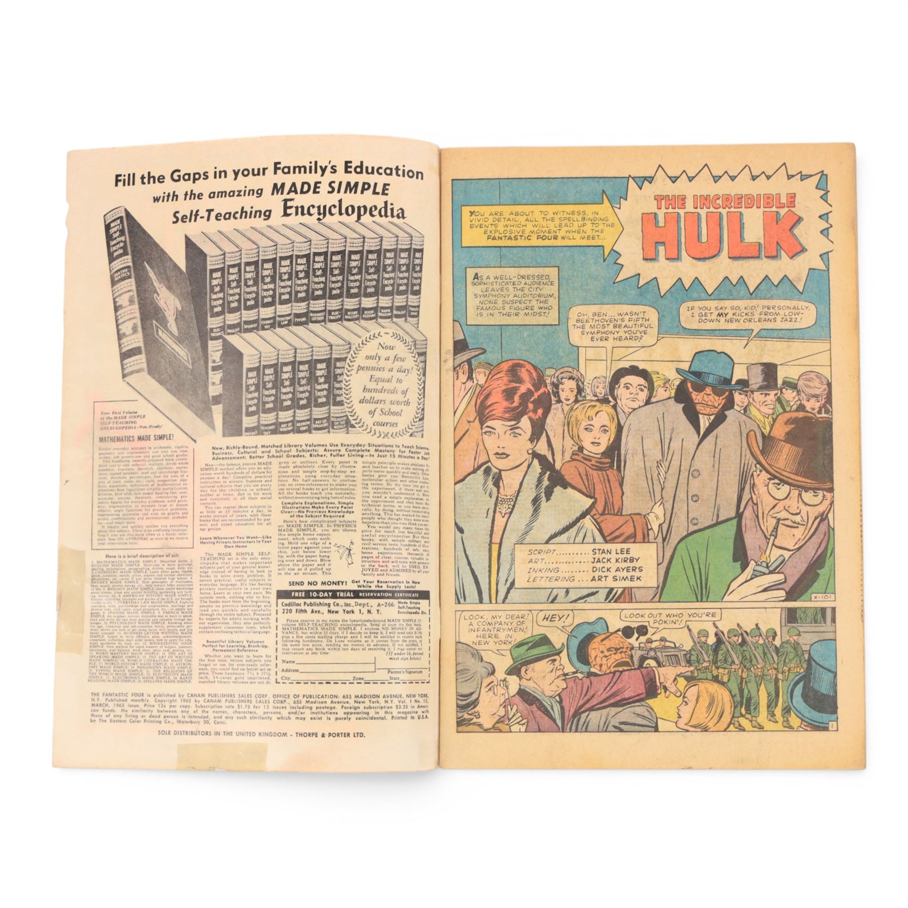 Marvel Silver Age 1963 'The Fantastic Four' issue #12 - the first meeting of The Fantastic Four and The Incredible Hulk