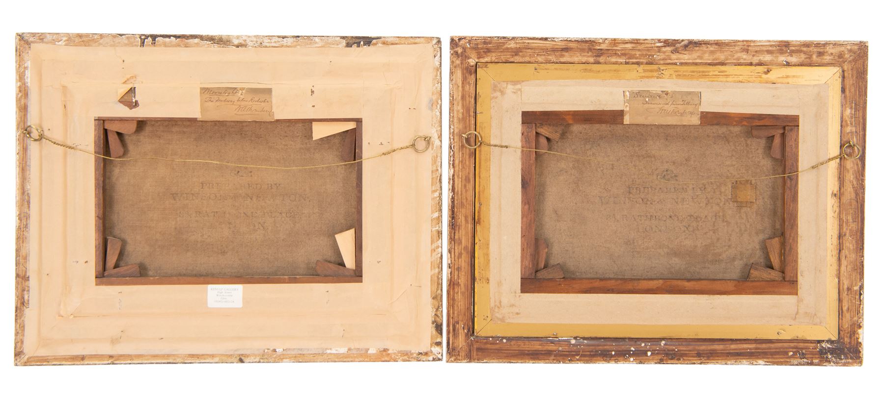 William Anslow Thornley (British fl.1858-1898): 'Sunrise - Gravesend from Tilbury' and 'Moonlight - The Medway before Rochester', pair oils on canvas signed, original title labels verso 25cm x 35cm (2) 
Provenance: with the Kenulf Gallery, Winchcombe, labels verso