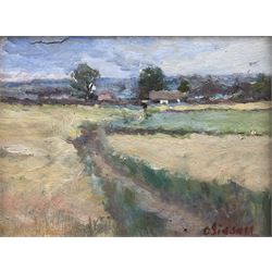 Siddall (British 20th century): Flatland Field Landscape, oil on board signed 13cm x 17cm