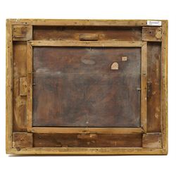 Follower of Francesco Guardi (Italian 1712-1793): Venice - the Fondamenta Nuove with the Lagoon and Island of San Michele, 19th century oil on panel unsigned 29cm x 39cm, in 19th century giltwood and gesso ornately moulded frame, overall 52cm x 62cm