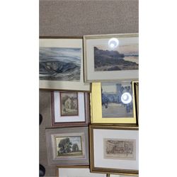Collection of mostly watercolours, variously signed, artists to include Tom Anderton, Walter Henry Sweet, James Robertson Miller, Percy Hipkiss, J B Donaldson, Phil Smith and others indistinctly signed, contents in one box 