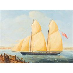 JCU Tuck (British 20th century): British Sailing Yacht, oil on board signed 40cm x 55cm