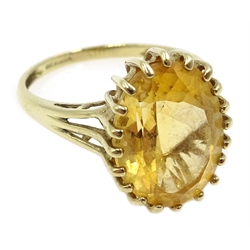  Gold oval citrine ring, hallmarked 9ct   