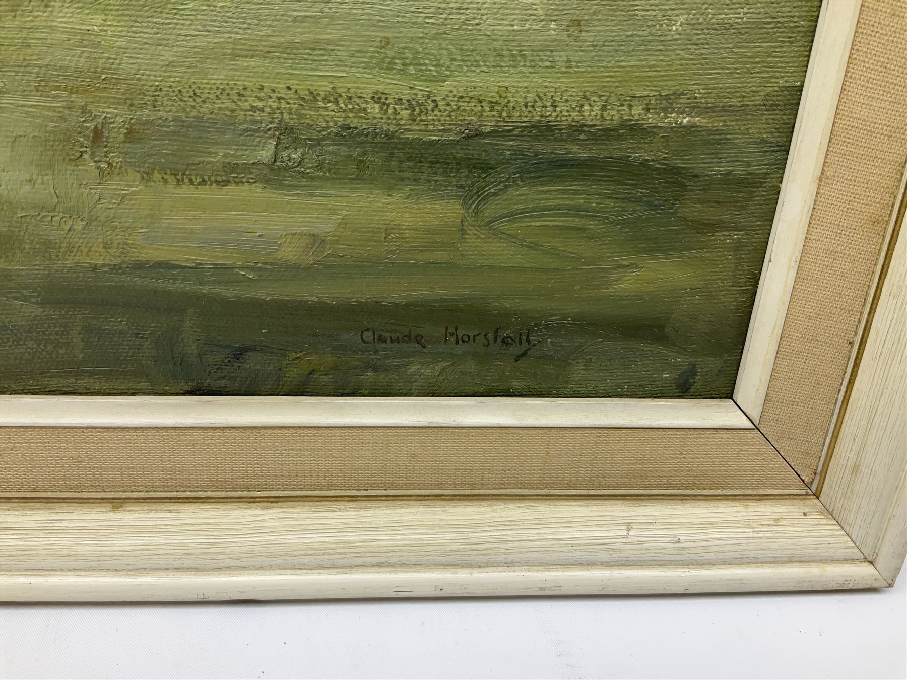 Claude Horsfall (British 1907-2003): 'Kildwick near Keighley', oil on board signed, titled with artist's address verso 36cm x 58cm