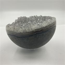 Amethyst geode spheres, with white crystalline internal formation, D9cm