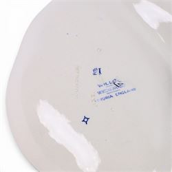 Collection of blue and white dinner wares, mainly Wedgwood Willow pattern, including serving platter, dinner plates etc   