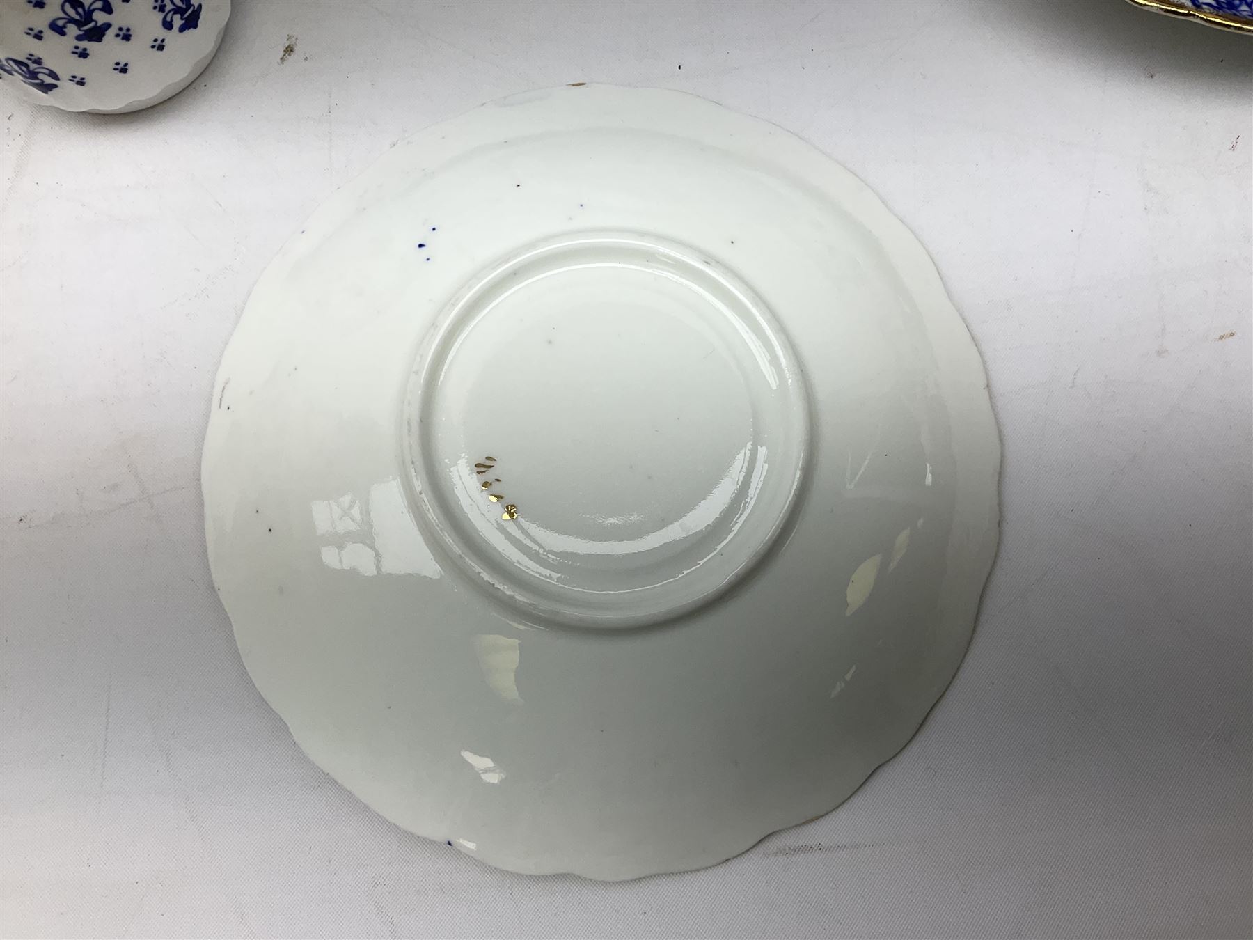Spode Italian pattern bowl, with blue print beneath, together with a Spode Blue Tower pattern cake plate, and  other blue and white wares to include Wedgwood, Burleighware etc
