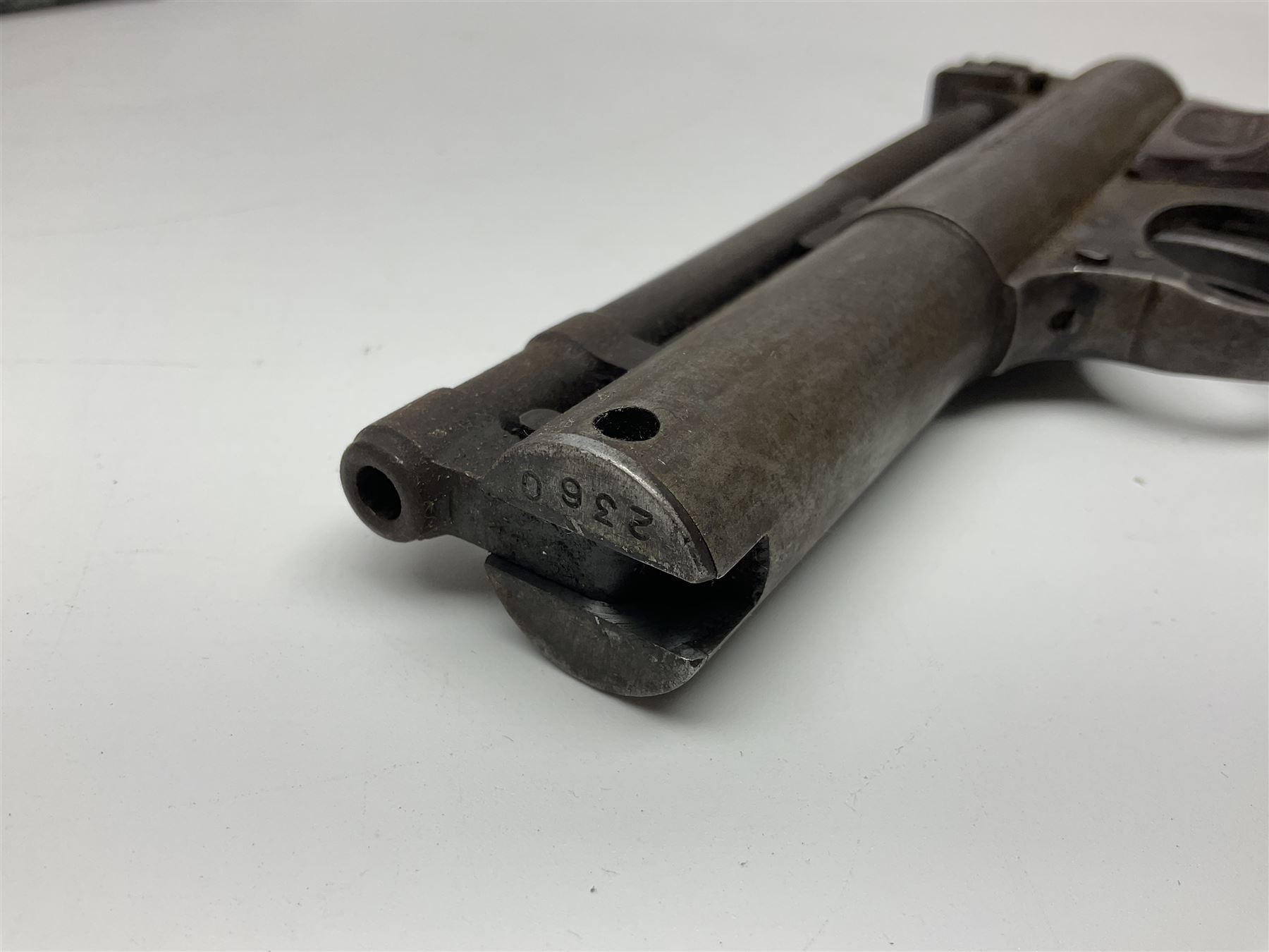 Webley & Scott Premier .177 over lever air pistol, no.2360, with chequered bakelite grip L24cm overall; Diana SP50 .177 plunge barrel air pistol; and T.J. Harrington & Son 'The Gat' .177 plunge barrel air pistol; NB: AGE RESTRICTIONS APPLY TO THE PURCHASE OF THIS LOT (3)